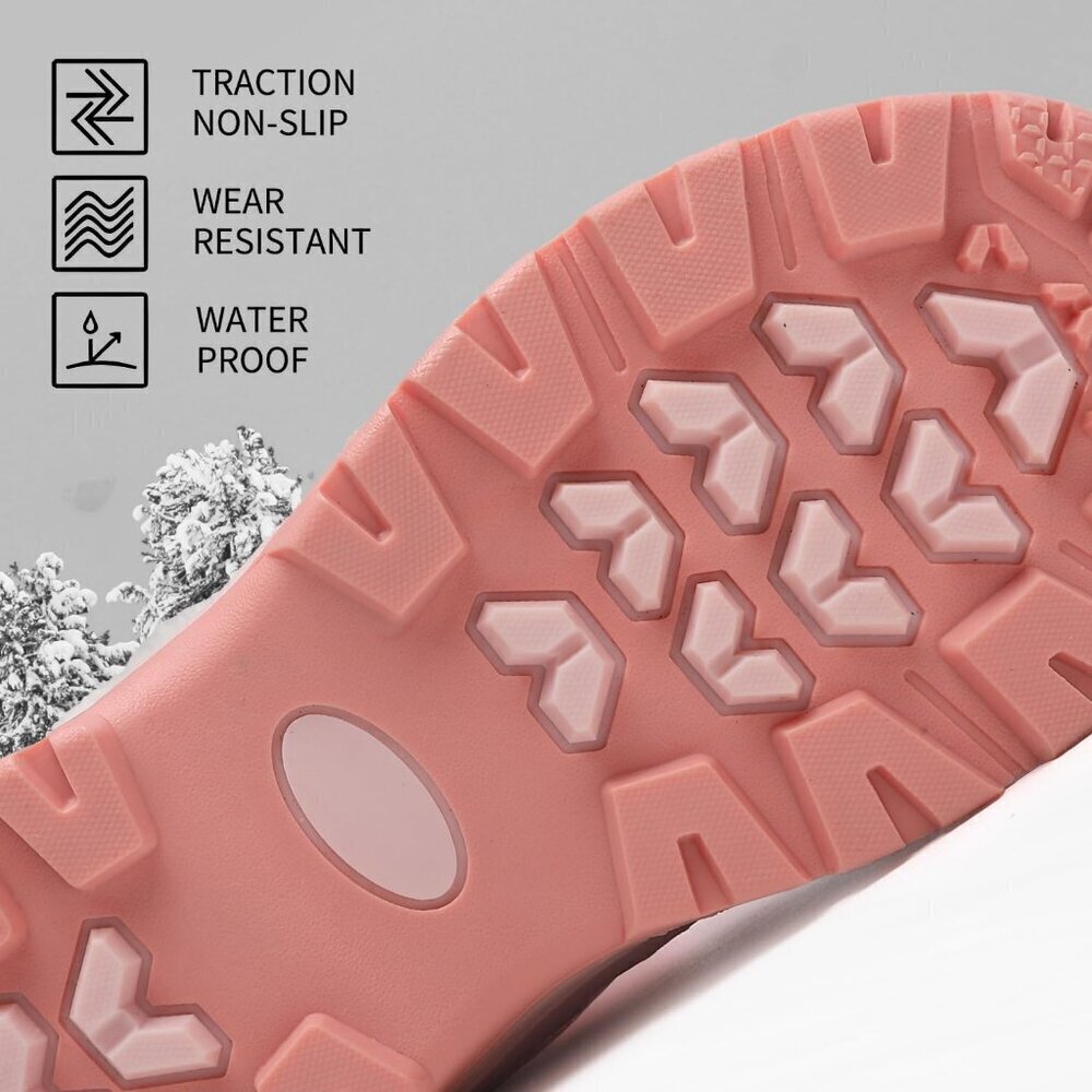 Women Anti Slip Snow Boots Fur Lined Warm Comfortable Pink Winter Shoes USA Pro - Picture 3 of 7